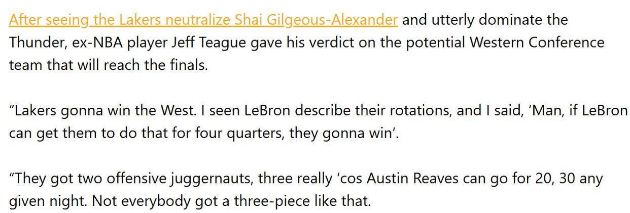 皇冠代理注册_蒂格:湖人将夺得西部冠军!美媒最新概率:快船4%皇冠代理注册,火箭9.1%